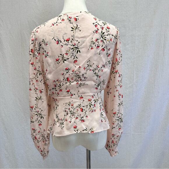 Intermix Chiara Printed Pink Floral Sweetheart Top 100% silk Size 8 - Picture 9 of 16
